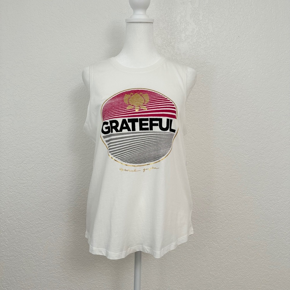 Spiritual Gangster Muscle Tank Womens Medium Cream Grateful Graphic Sleeveless